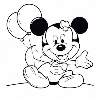 Cheerful Mickey Mouse with Balloons Coloring Page | Happy Birthday Mickey Mouse Clubhouse 塗色頁