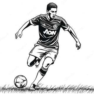 Manchester United Player Dribbling Coloring Page | Manchester United 塗色頁