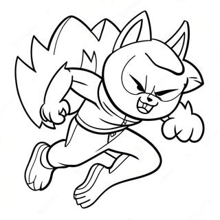 Cool Male Anime Wolf Boy in Action Coloring Page | Male Anime Wolf Boy 塗色頁