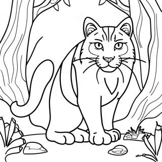 Majestic Wildcat in the Forest Coloring Page | Wildcat 塗色頁