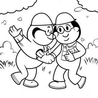 Burt and Ernie Playing in the Park Coloring Page | Burt and Ernie 塗色頁