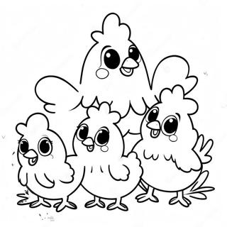 Cute Chicken Family Coloring Page | Chicken for Adults 塗色頁