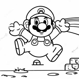 Colorful Super Mario Jumping Coloring Page | Super Mario Bros 3 塗色頁