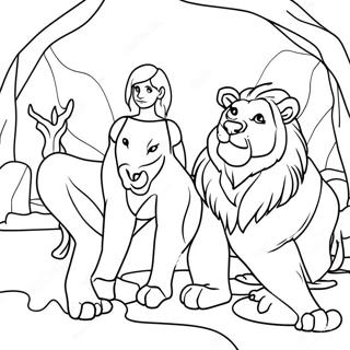 Daniel and the Lions Den Coloring Page | Daniel and the Lions Den 塗色頁