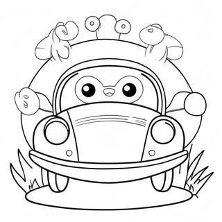 Cute Bumblebee Car with Flowers Coloring Page | Bumblebee Car 塗色頁