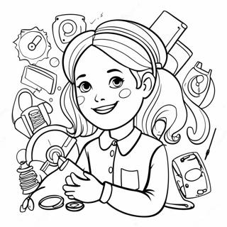 Ada Twist with Her Inventions Coloring Page | Ada Twist 塗色頁