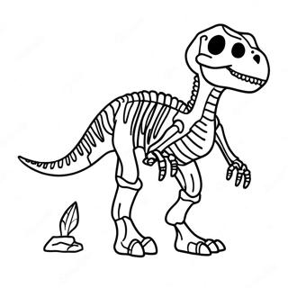 Dinosaur Skeleton Coloring Page | Dinosaur Skeleton 塗色頁
