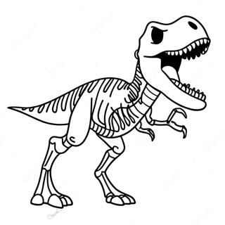 T-Rex Skeleton Roaring Coloring Page | Dinosaur Skeleton 塗色頁