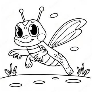 Happy Grasshopper Jumping Coloring Page | Grasshopper 塗色頁