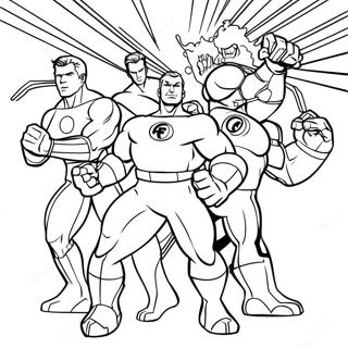 Fantastic Four Team Coloring Page | Fantastic Four 塗色頁