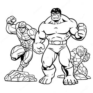 Incredible Hulk and Fantastic Four Coloring Page | Fantastic Four 塗色頁