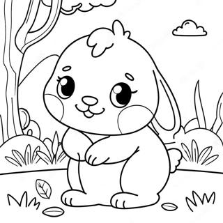 Fluffy Baby Bunny in Garden Coloring Page | Baby Bunny Bunny 塗色頁