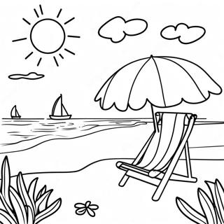 Spring Break Beach Scene Coloring Page | Spring Break 塗色頁
