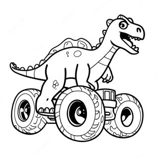 Dinosaur Monster Truck Racing Coloring Page
