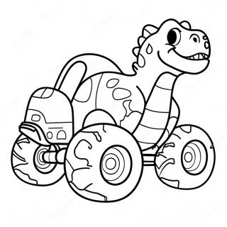 Dinosaur Monster Truck Adventure Coloring Page