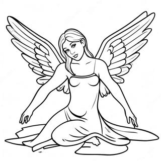 Fallen Angel Fairy with Broken Wings Coloring Page | Fallen Angel Fairy for Adults 塗色頁