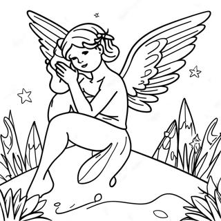 Mysterious Fallen Angel Fairy Coloring Page | Fallen Angel Fairy for Adults 塗色頁