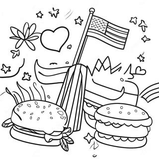Fourth of July Celebration Coloring Page | Fourth of July 塗色頁