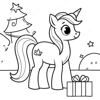 Festive My Little Pony Holiday Scene Coloring Page | My Little Pony Christmas 塗色頁