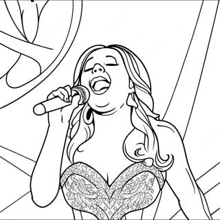 Mariah Carey Singing on Stage Coloring Page | Mariah Carey 塗色頁