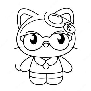 Cute Hello Kitty in Sunglasses Coloring Page | Summer Hello Kitty 塗色頁