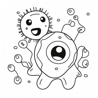 Cute Cartoon Bacteria Coloring Page | Bacteria 塗色頁
