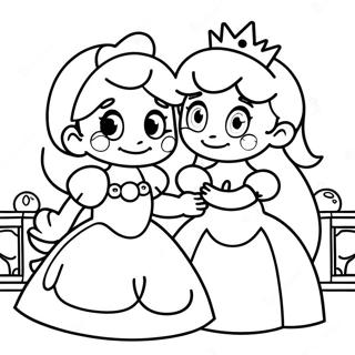 Cute Mario and Princess Peach Coloring Page | Mario Valentines 塗色頁