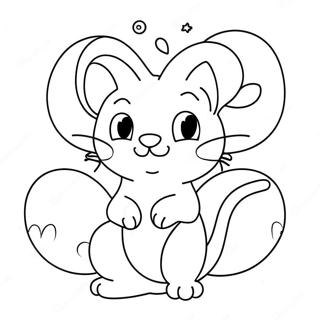 Cute Mew with Balloons Coloring Page | Mew 塗色頁