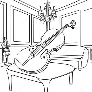 Elegant Violin in a Music Room Coloring Page
