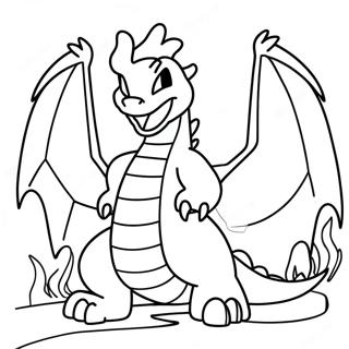 Charizard Breathing Fire Coloring Page | Fire Type Pokemon 塗色頁