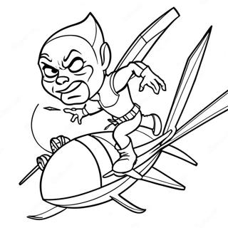 Menacing Green Goblin Flying on Glider Coloring Page | Green Goblin 塗色頁