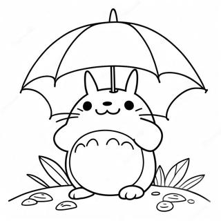 Cute Totoro with Umbrella Coloring Page