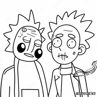 Stoner Rick and Morty Trippy Coloring Page