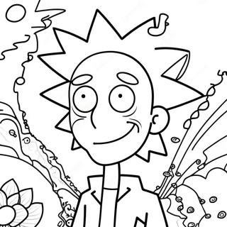 Rick Sanchez with Psychedelic Background Coloring Page