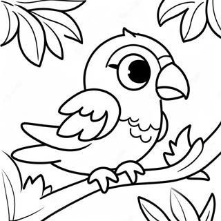 Colorful Parrot in the Rainforest Coloring Page | Rainforest Animals 塗色頁