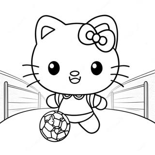 Cute Hello Kitty Playing Soccer Coloring Page | Hello Kitty Soccer 塗色頁