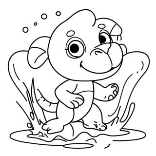 Zuma Splashing in Water Coloring Page | Paw Patrol Zuma 塗色頁