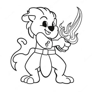 Diluc with Flaming Sword Coloring Page | Genshin 塗色頁