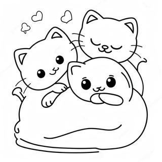 Cute Kittens Sleeping Coloring Page | Catnap 塗色頁