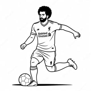 Mo Salah Dribbling the Ball Coloring Page | Mo Salah 塗色頁