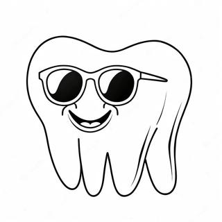 Funny Tooth with Sunglasses Coloring Page | Tooth 塗色頁