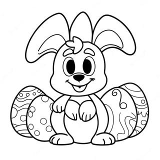 Bluey with Colorful Easter Eggs Coloring Page | Bluey Easter 塗色頁