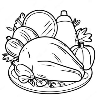 Thanksgiving Feast Coloring Page | Preschool Thanksgiving Food 塗色頁