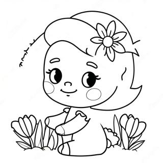 Cute Amy with Flowers Coloring Page | Amy 塗色頁