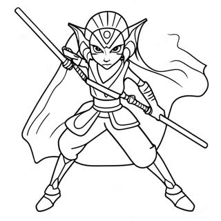 Ahsoka in Lightsaber Duel Coloring Page | Ahsoka 塗色頁