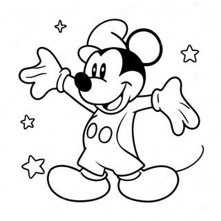 Magical Sorcerer Mickey with Stars Coloring Page | Sorcerer Mickey 塗色頁