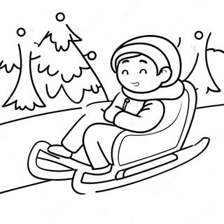 Sledding Fun in the Snow Coloring Page | Sledding 塗色頁