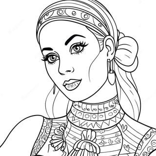 Katy Perry in Colorful Costume Coloring Page