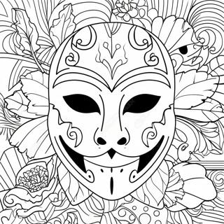 Spooky Halloween Mask Template Coloring Page | Halloween Mask Template 塗色頁