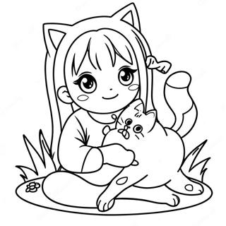 Komi Shouko with Cute Cat Coloring Page | Komi Can't Communicate 塗色頁